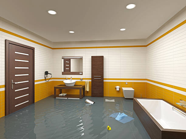 flooding bathroom interior ( 3D rendering )